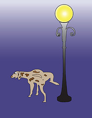 Image showing dog is pissing on the lamppost