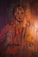 Image showing old religious icon painted on wood