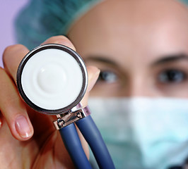 Image showing Young doctor with stethoscope.