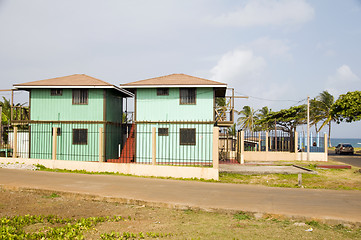 Image showing matching box buildings seaside Corn Island Nicaragua