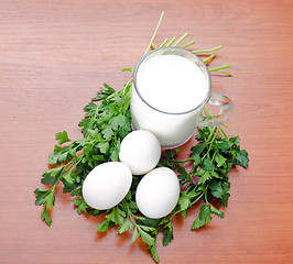 Image showing Dairy produce foodstuffs. Shot in a studio.