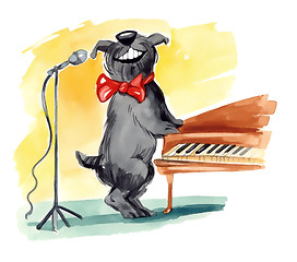 Image showing shaggy dog singing