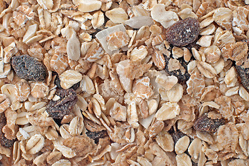 Image showing Bran and raisin cereals background