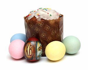 Image showing kulich and eggs