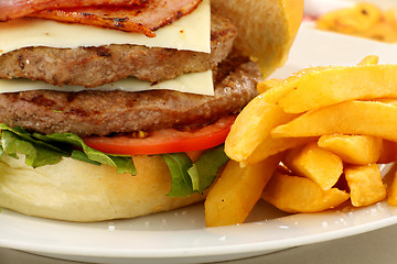 Image showing Burger And fries