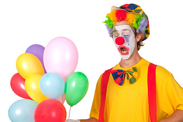 Image showing Colorful clown with balloons