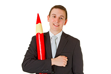 Image showing Businessman with red pencil