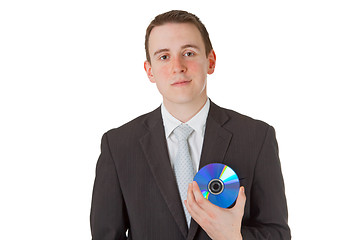 Image showing Businessman with memory disk