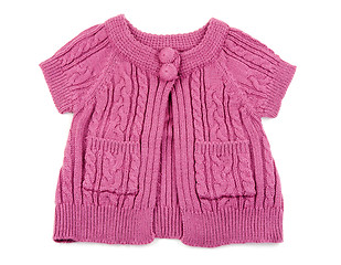 Image showing Red knitted baby dress 