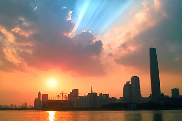 Image showing Urban sunset landscape