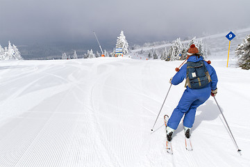 Image showing woman skiing