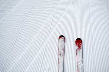 Image showing ski and snow background