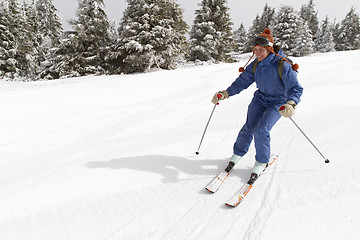 Image showing woman skiing