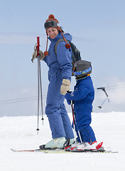 Image showing child learning to ski