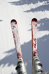 Image showing ski and snow background