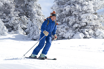 Image showing woman skiing