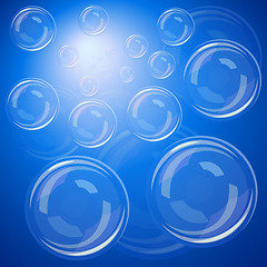 Image showing Bubbles over blue