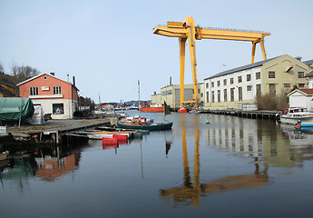 Image showing Big crane in Langesund.