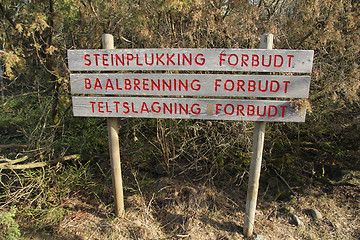 Image showing Forbidden sign in the forrest.