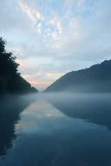 Image showing River landscape at sunset