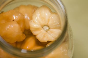 Image showing jar of spicy hot peppers condiment Nicaragua food