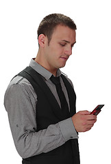 Image showing Man checking the phone