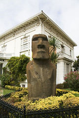 Image showing Original Moai statue of Easter island in Vina del Mar near Santiago in Chile