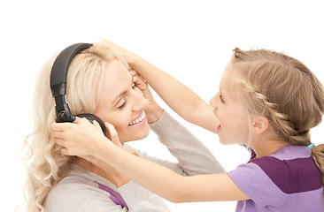 Image showing mother and little girl with headphones