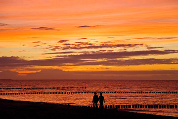 Image showing couple sunset sea