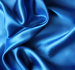 Image showing Smooth elegant blue silk as background 