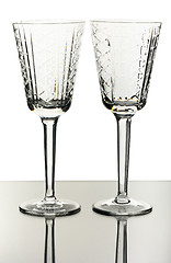 Image showing Two crystal wine glasses, isolated.