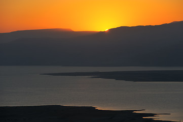 Image showing The Dead Sea before dawn 