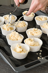 Image showing Cakecups Filled With Dough