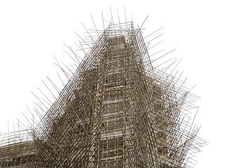 Image showing bamboo scaffolding in construction site