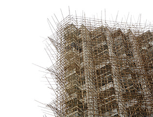 Image showing bamboo scaffolding in construction site