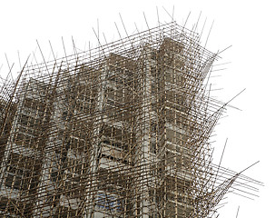 Image showing bamboo scaffolding in construction site