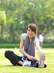 Image showing woman doing stretching exercise