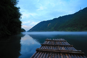 Image showing River landscape at sunset