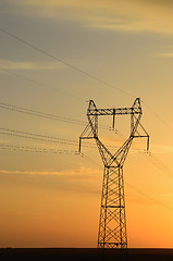 Image showing Telegraph pole at sunset