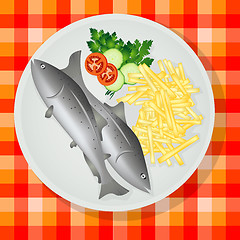 Image showing Traditional fish and chips