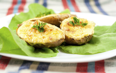 Image showing Salad with baked potatoes