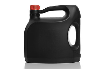 Image showing Black plastic bottle red cap