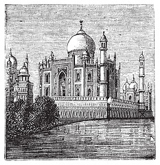 Image showing Taj-Mahal, India. Old engraved illustration of the famous Taj-Ma
