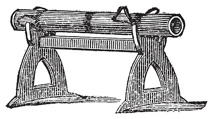 Image showing Engraving of a gun platform used at the Battle of Cressy in 1346