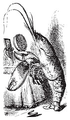 Image showing Lobster primping before a mirror - Alice's Adventures in Wonderl