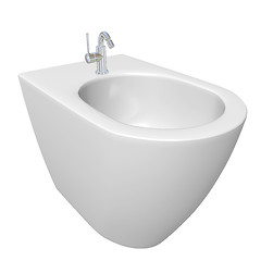 Image showing Round bidet design for bathrooms. 3D illustration