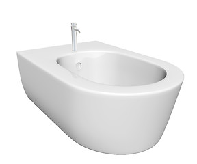 Image showing Round bidet design for bathrooms. 3D illustration.