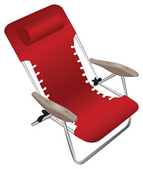 Image showing Red folding aluminium armchair with a pillow