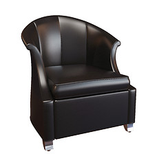 Image showing Comfy black leather armchair