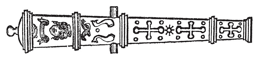 Image showing Culverin or medieval cannon vintage engraving.